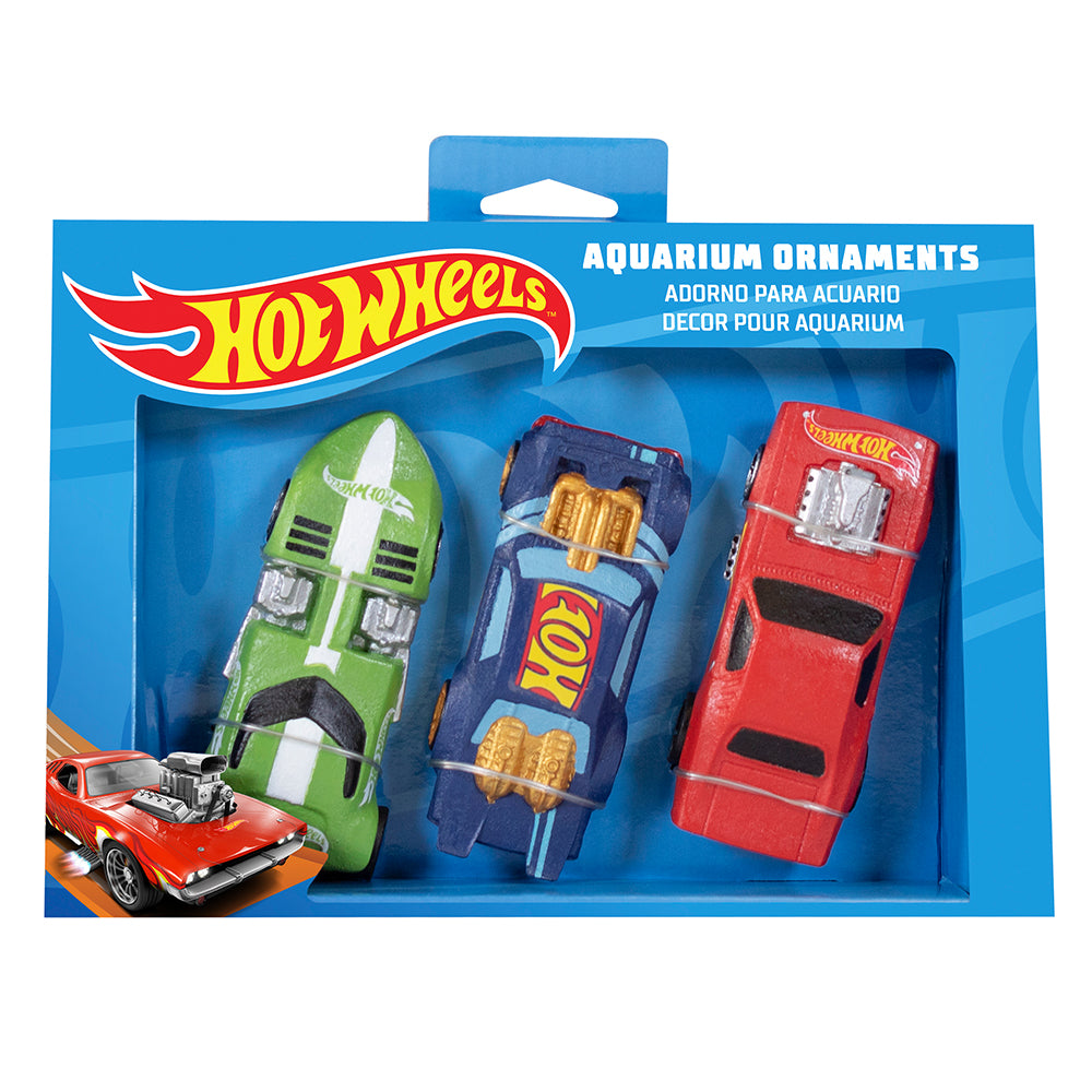 Penn Plax Hot Wheels Aquarium Ornament 3Pk Small