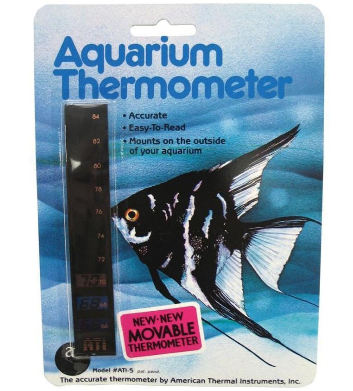 HallCrest Liquid Crystal Movable Vertical Aquarium Thermometer 5in
