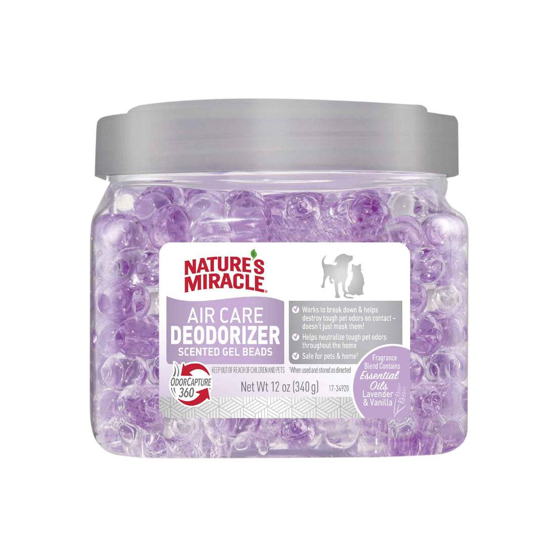Nature’s Miracle Air Care Deodorizer Scented Gel Beads Lavender & Vanilla Scent 12 oz