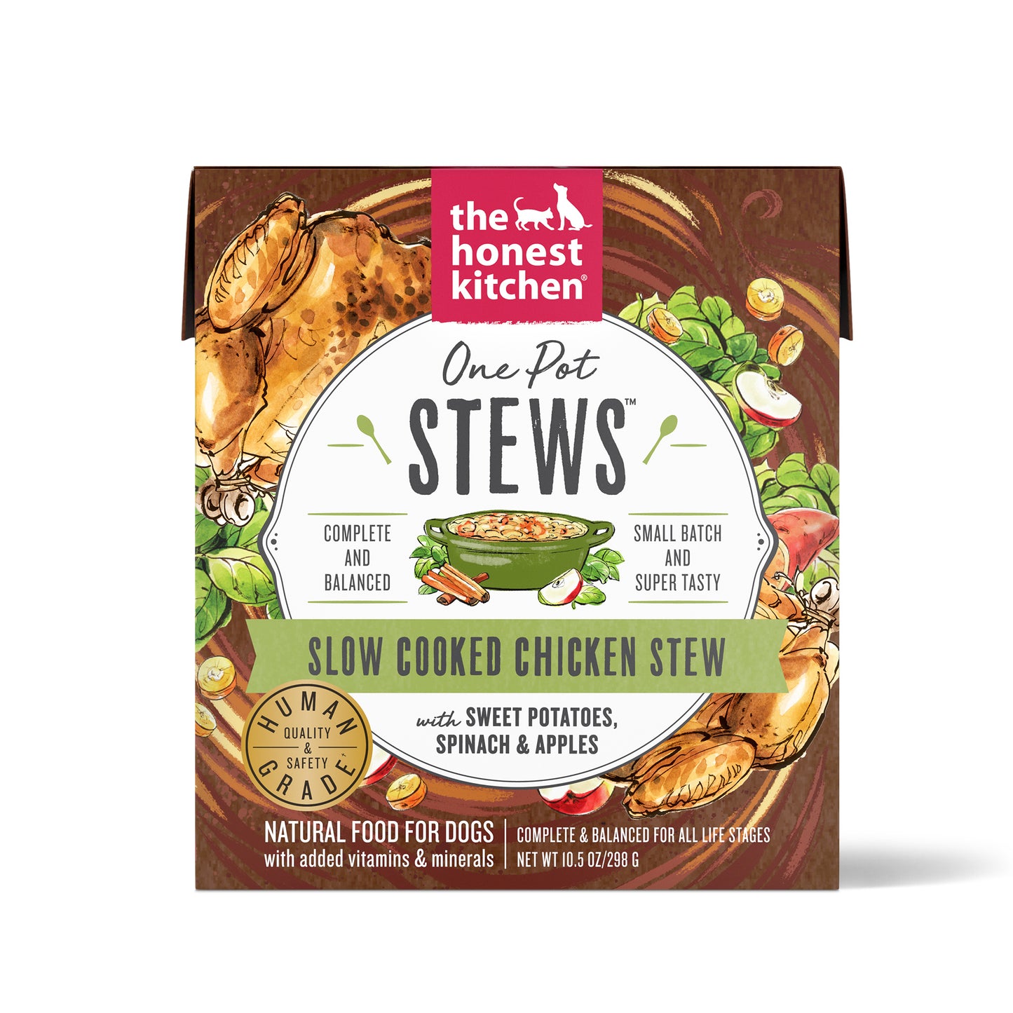 The Honest Kitchen One Pot Stews: Slow Cooked Chicken Stew with Sweet Potato, Spinach & Apples Wet Dog Food 10.5oz