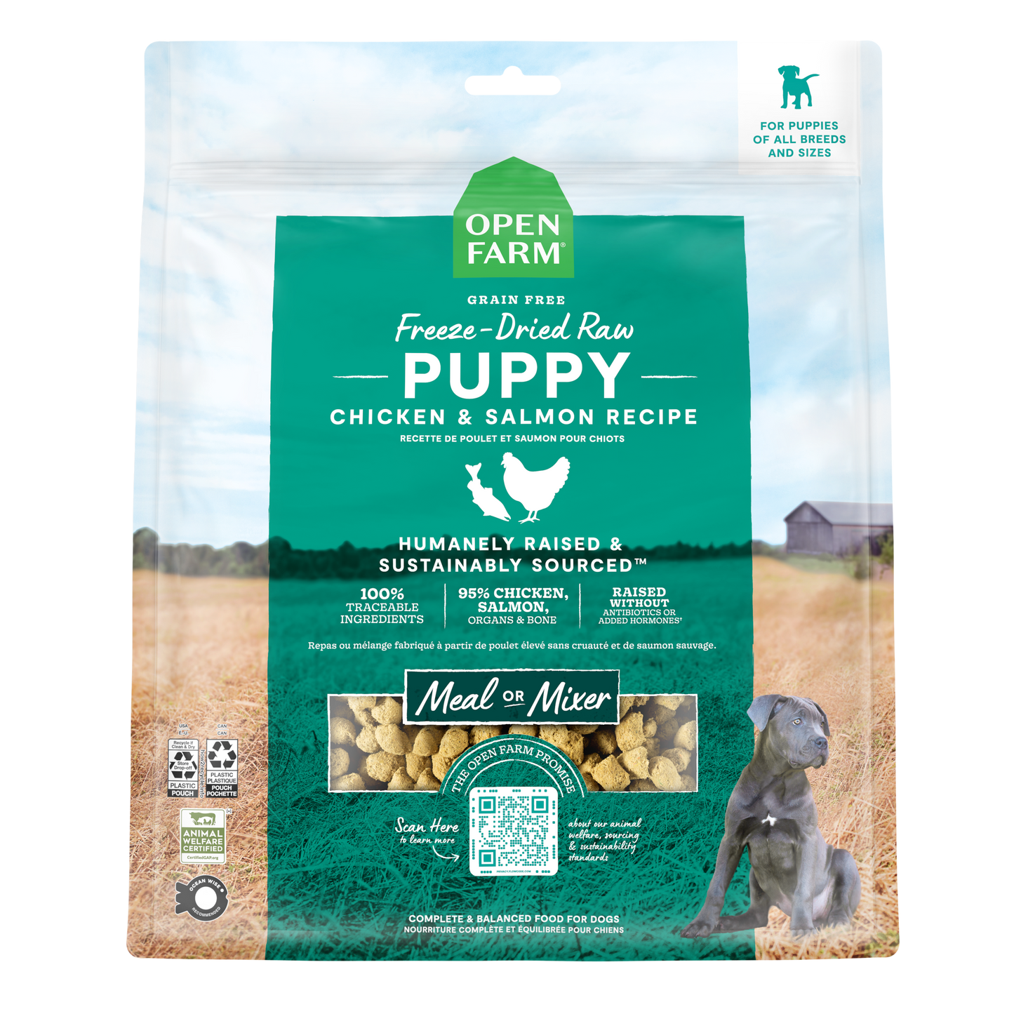 Open Farm Puppy Recipe Freeze-Dried Raw Morsels For Dogs 13.5oz Bag
