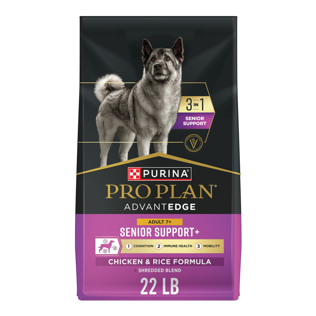 Purina Pro Plan AdvantEDGE Senior Shredded Blend Chicken and Rice Formula Dry Dog Food 22lb