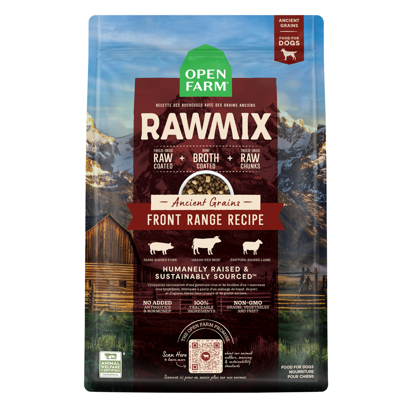 Open Farm Rawmix Front Range Ancient Grain Kibble For Dogs 20lb Bag