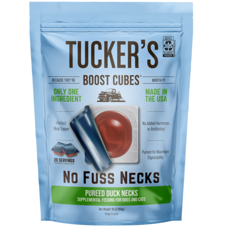 Tucker's Dog Treat Frozen Boost Cubes Duck Necks 1lb for Dogs