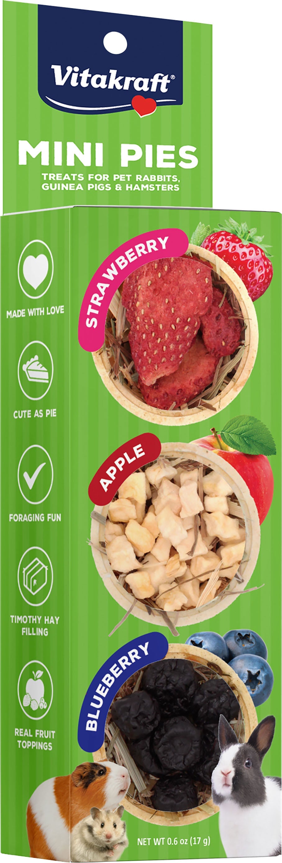 Vitakraft Mini Pie Small Animal Treats Strawberry Apple .6oz