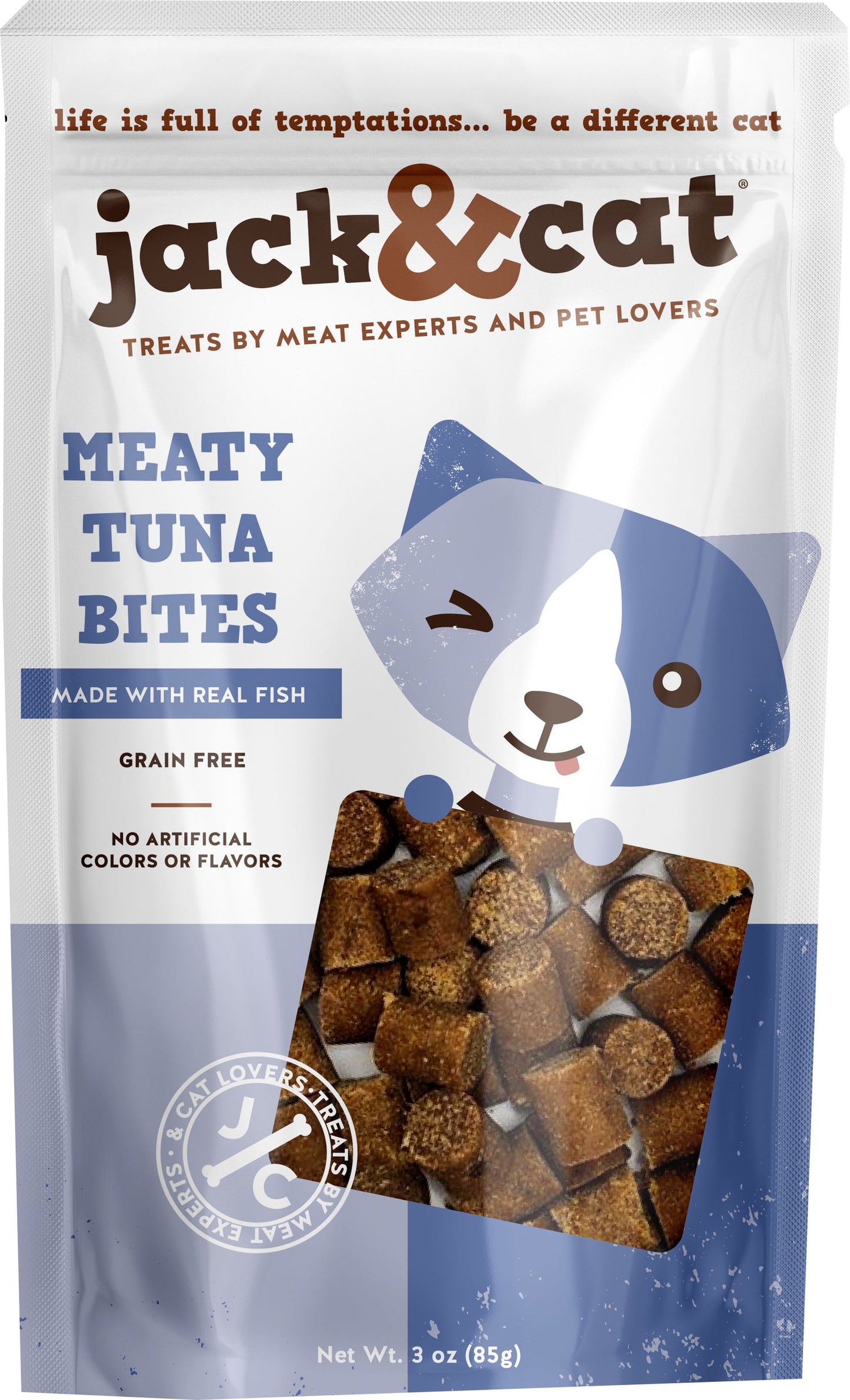 Jack and Cat Grain Free Cat Treats 3oz Meaty Tuna Bites