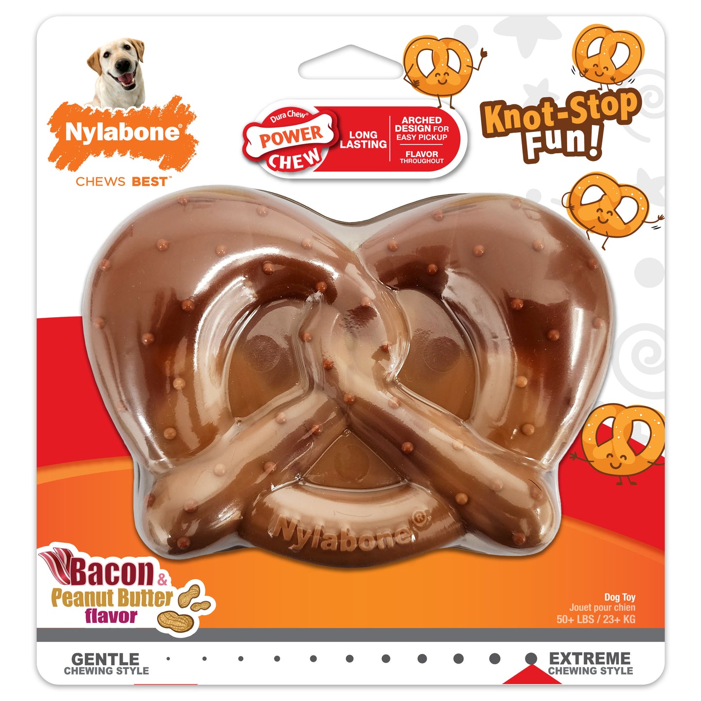 Nylabone Nylabone Power Chew Pretzel Dog Toy Bacon & Cheese Pretzel X-Large/Souper