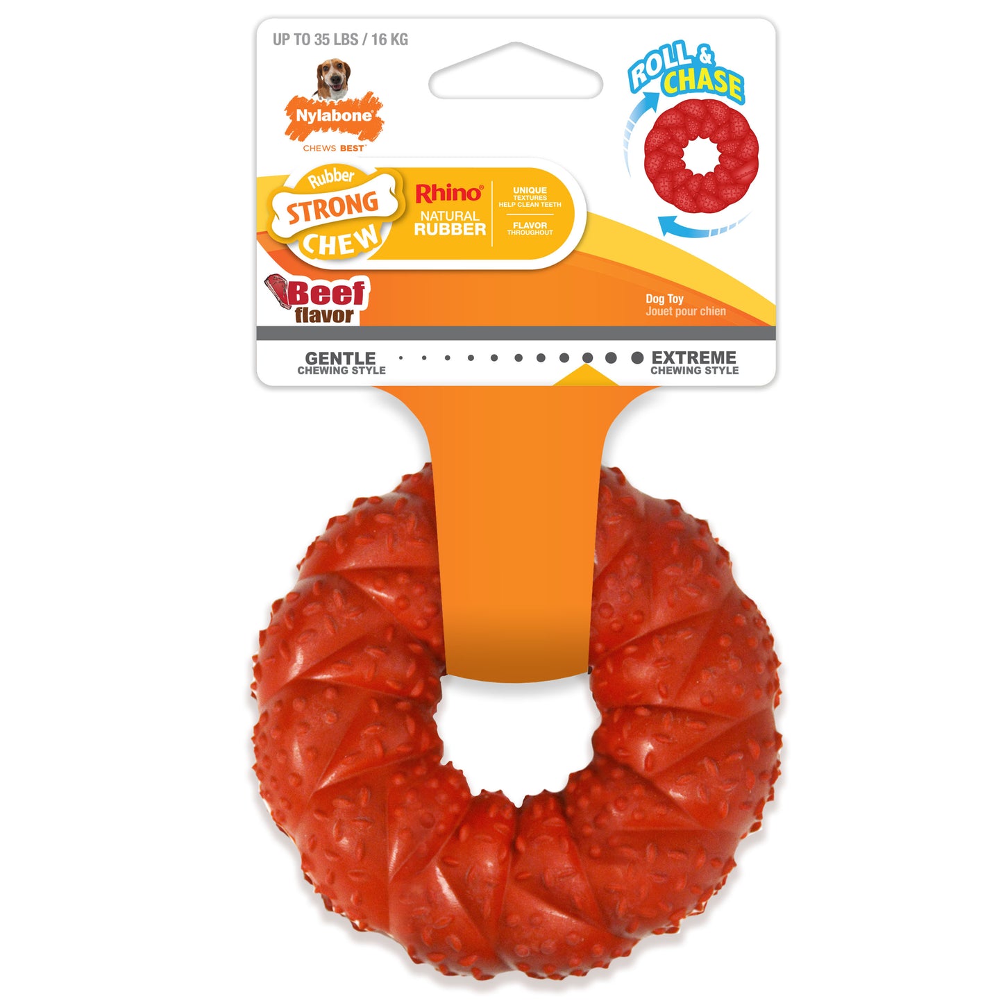 Nylabone Strong Chew Braided Dog Ring Chew Toy Beef Medium/Wolf