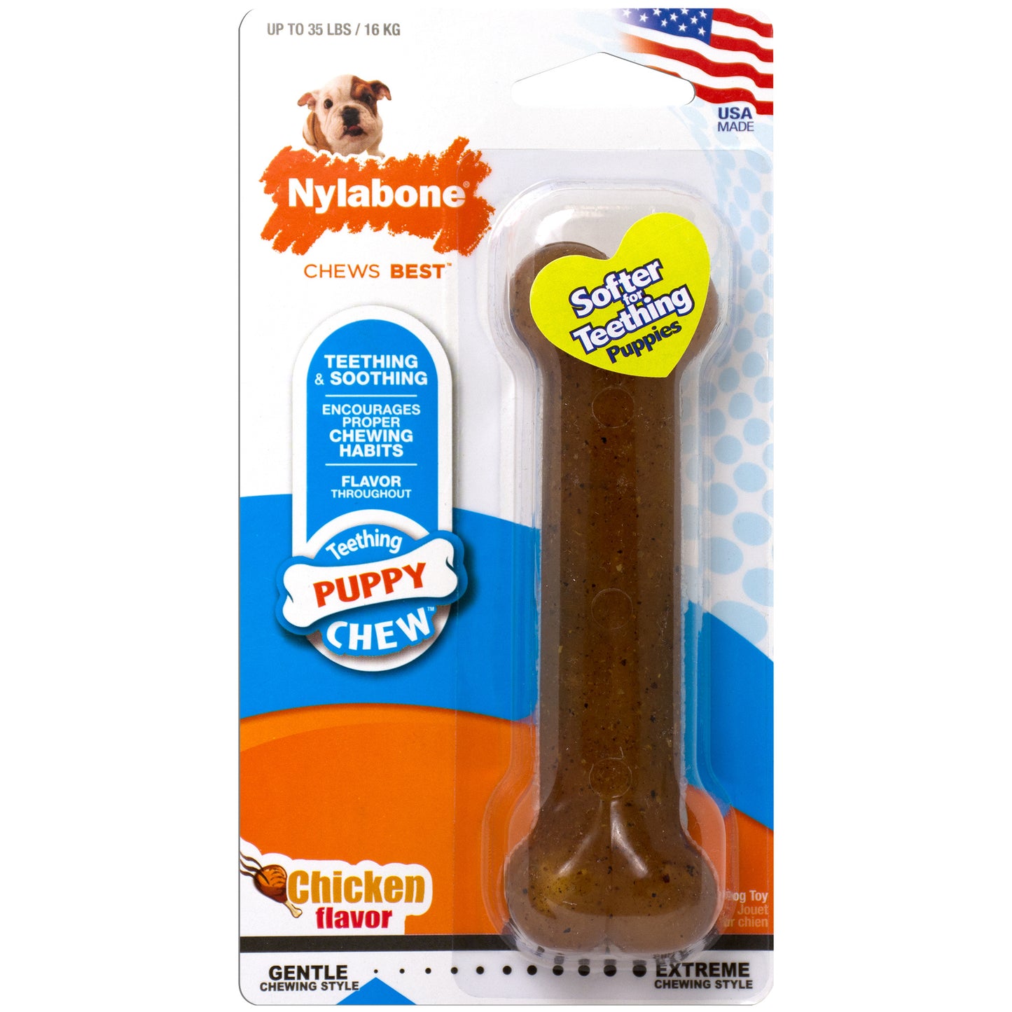 Nylabone Just for Puppies Teething Chew Classic Bone Chicken Bone Medium/Wolf