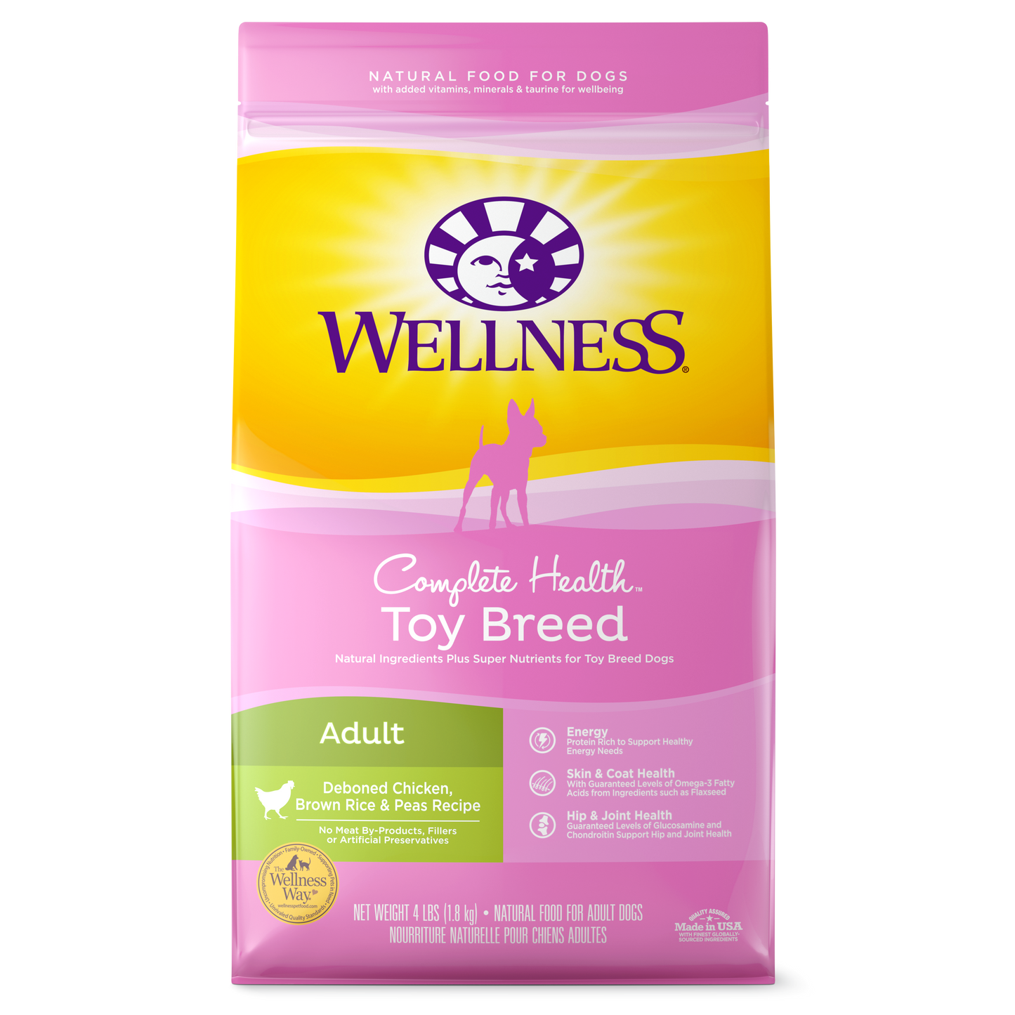 Wellness Complete Health Natural Dry Toy Breed Dog Food Chicken & Rice 4lb Bag