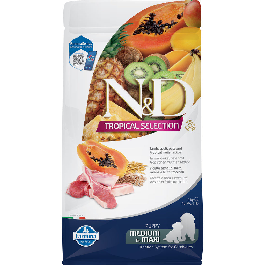 Farmina N&D Tropical Lamb Puppy Medium Dry Dog Food 22 lb