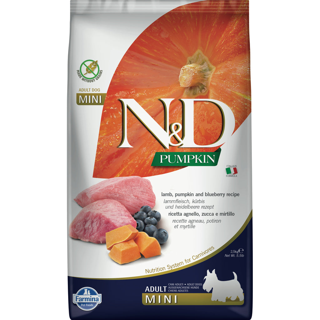 Farmina N&D Pumpkin Lamb Blueberry Mini Adult Dog Food Grain Free 15.4 lb