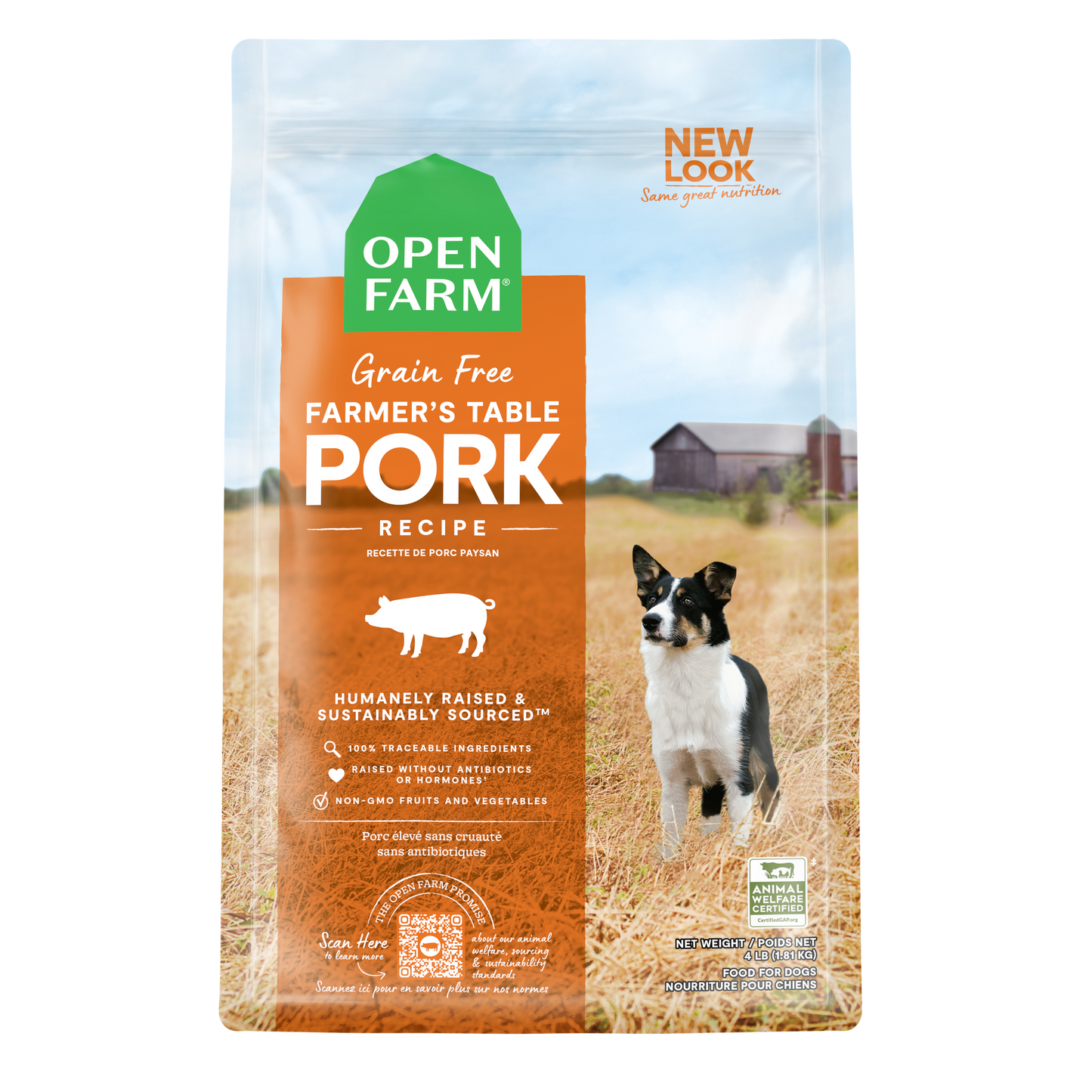 Open Farm Farmer'S Table Pork Recipe Grain Free Kibble For Dogs 4lb Bag