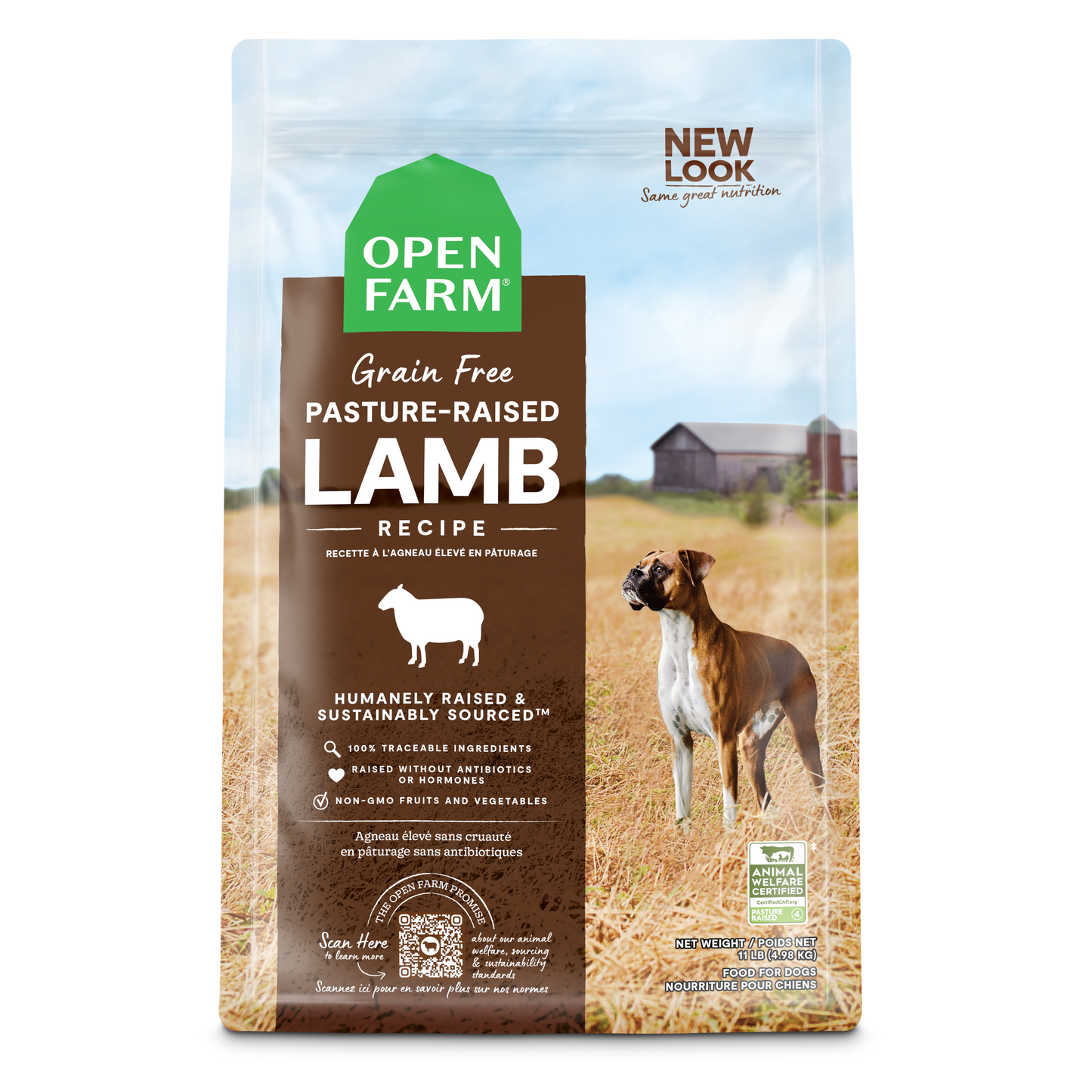Open Farm Pasture Raised Lamb Recipe Grain Free Kibble For Dogs 11lb Bag