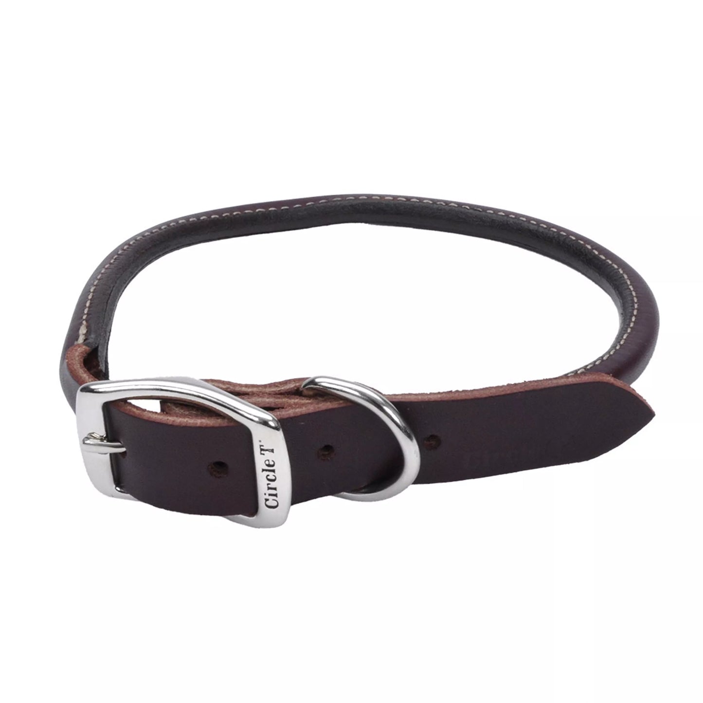 Coastal Circle T 3/4in Wide 20in Leather Round Dog Collar, Latigo