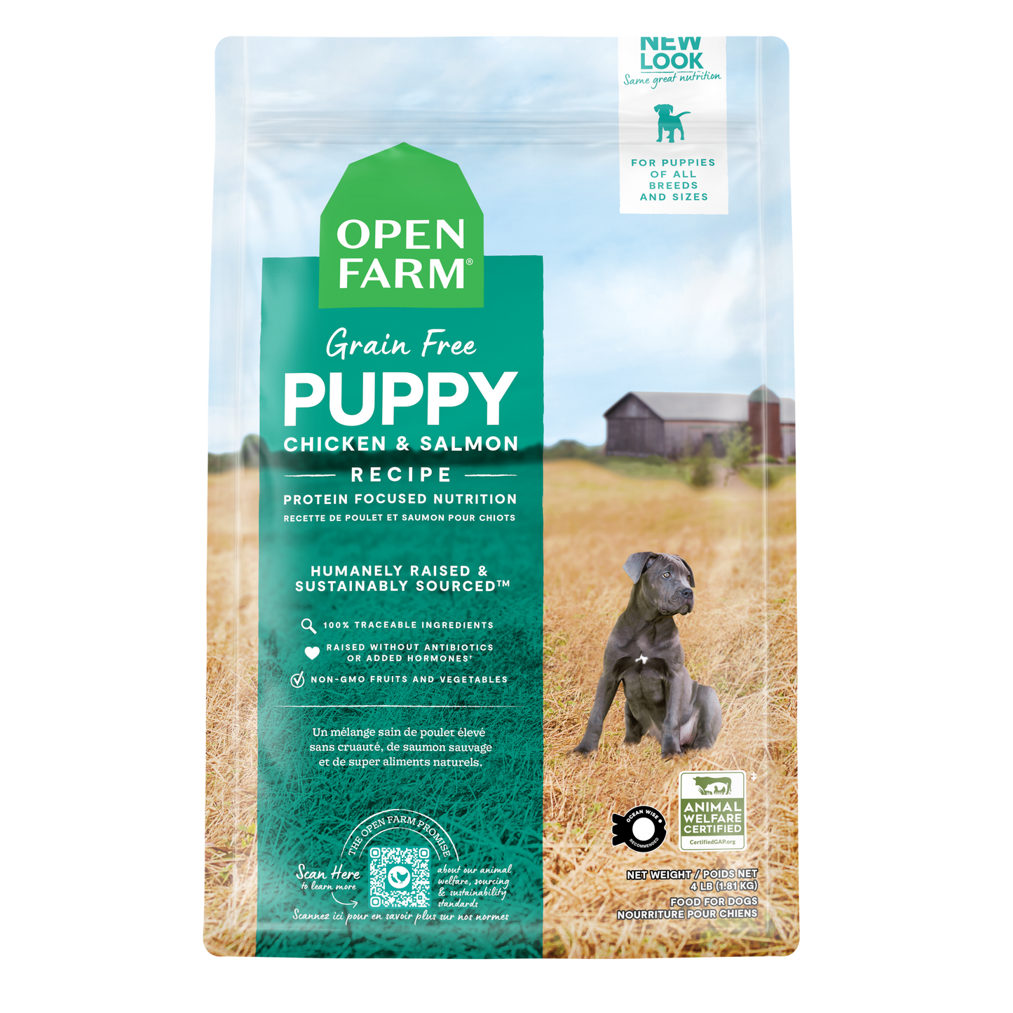 Open Farm Puppy Recipe Grain Free Kibble For Dogs 4lb Bag