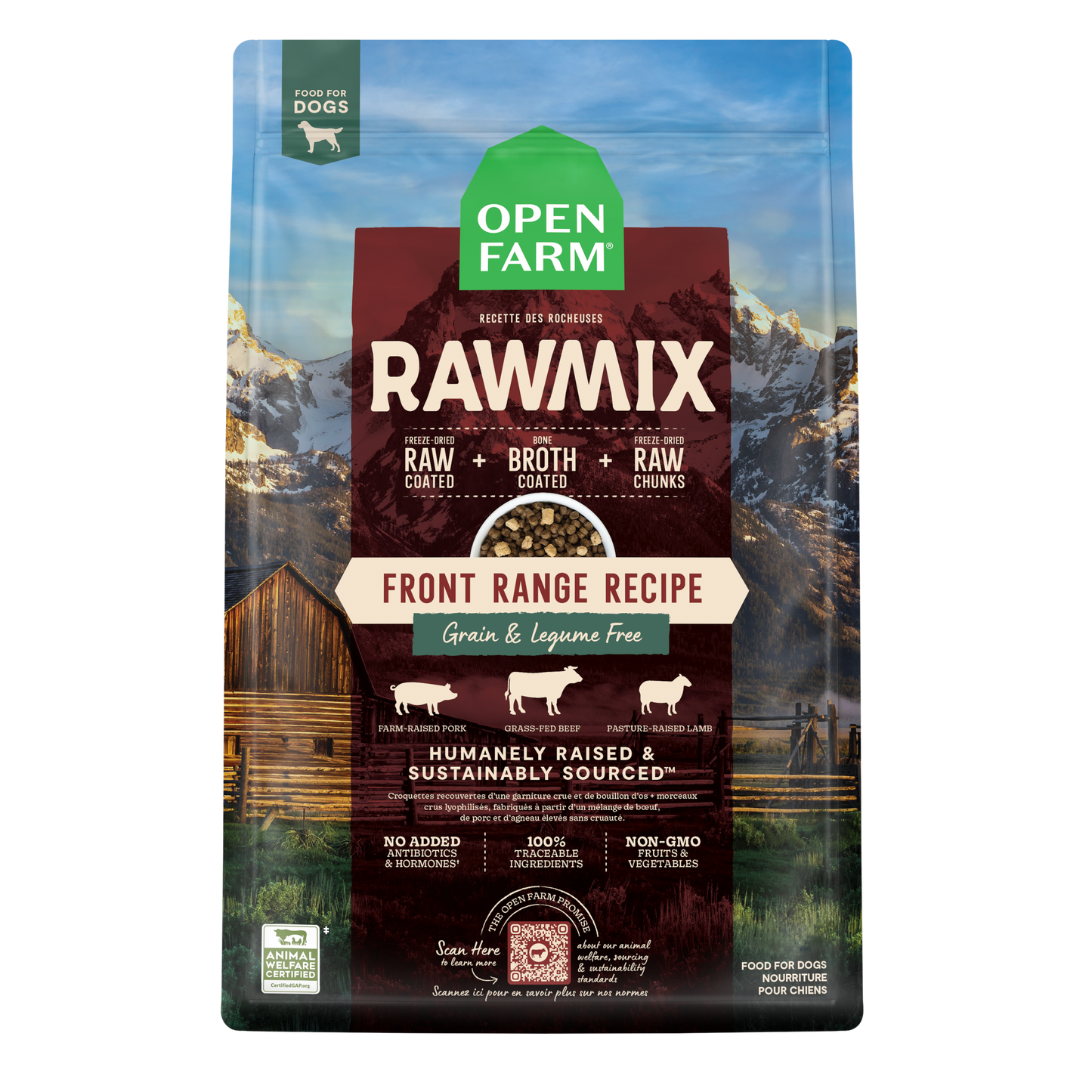 Open Farm Rawmix Front Range Grain Free Kibble For Dogs 20lb Bag