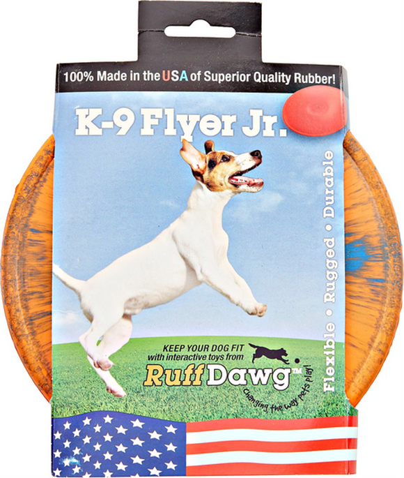 Ruff Dawg K9 Jr Flyer Rubber Indestructible Retrieving Dog Toy Assorted