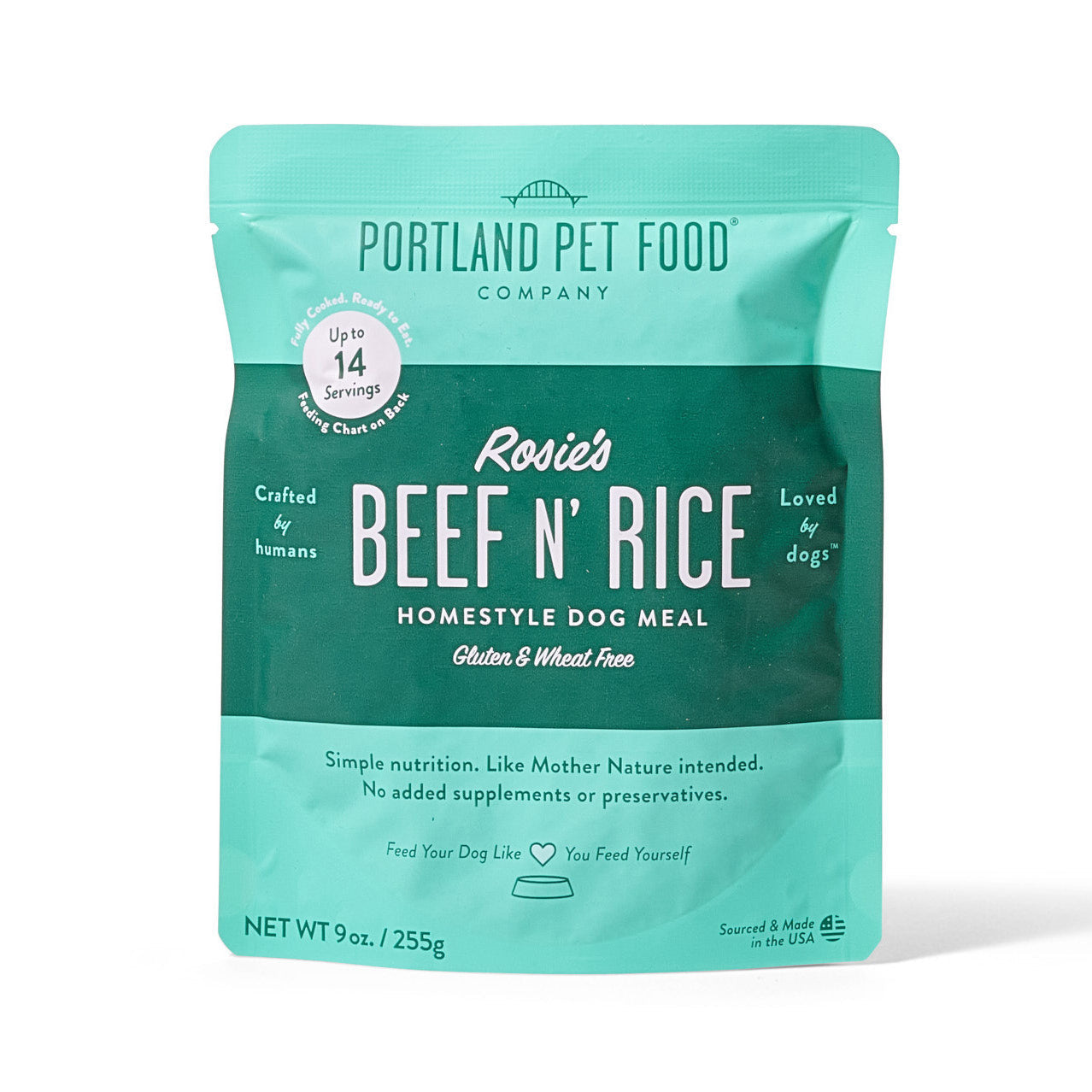 Portland Pet Food Rosie's Beef N' Rice Homestyle Dog Meal 9oz Pouch
