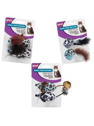 Spot Ethical Pet Cat Toy Animal Print Rattle With Catnip 2Pk Assorted