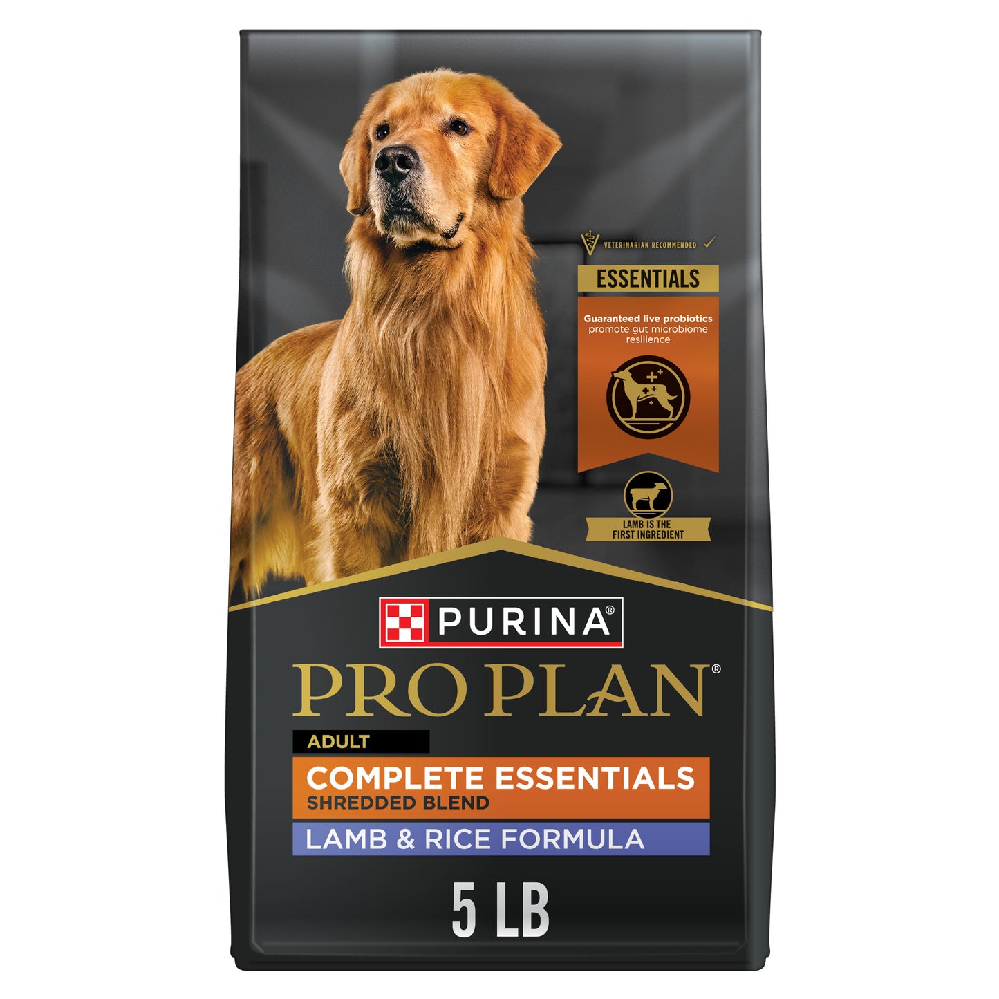 Purina Pro Plan Complete Essentials Shredded Blend Lamb and Rice High Protein Dog Food with Probiotics for Dogs 5lb Bag