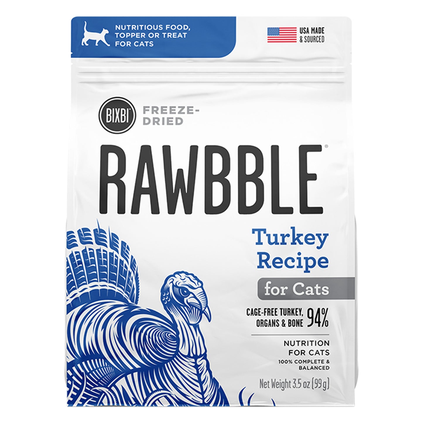 Bixbi Rawbble Freeze-Dried Cat Food 3.5oz Turkey