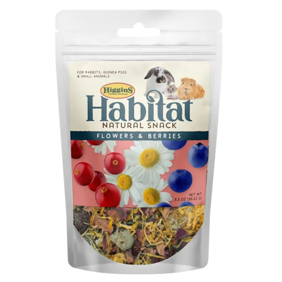 Higgins Habitat Natural Snack Flowers & Berries Treats For Small Animals 3.5oz