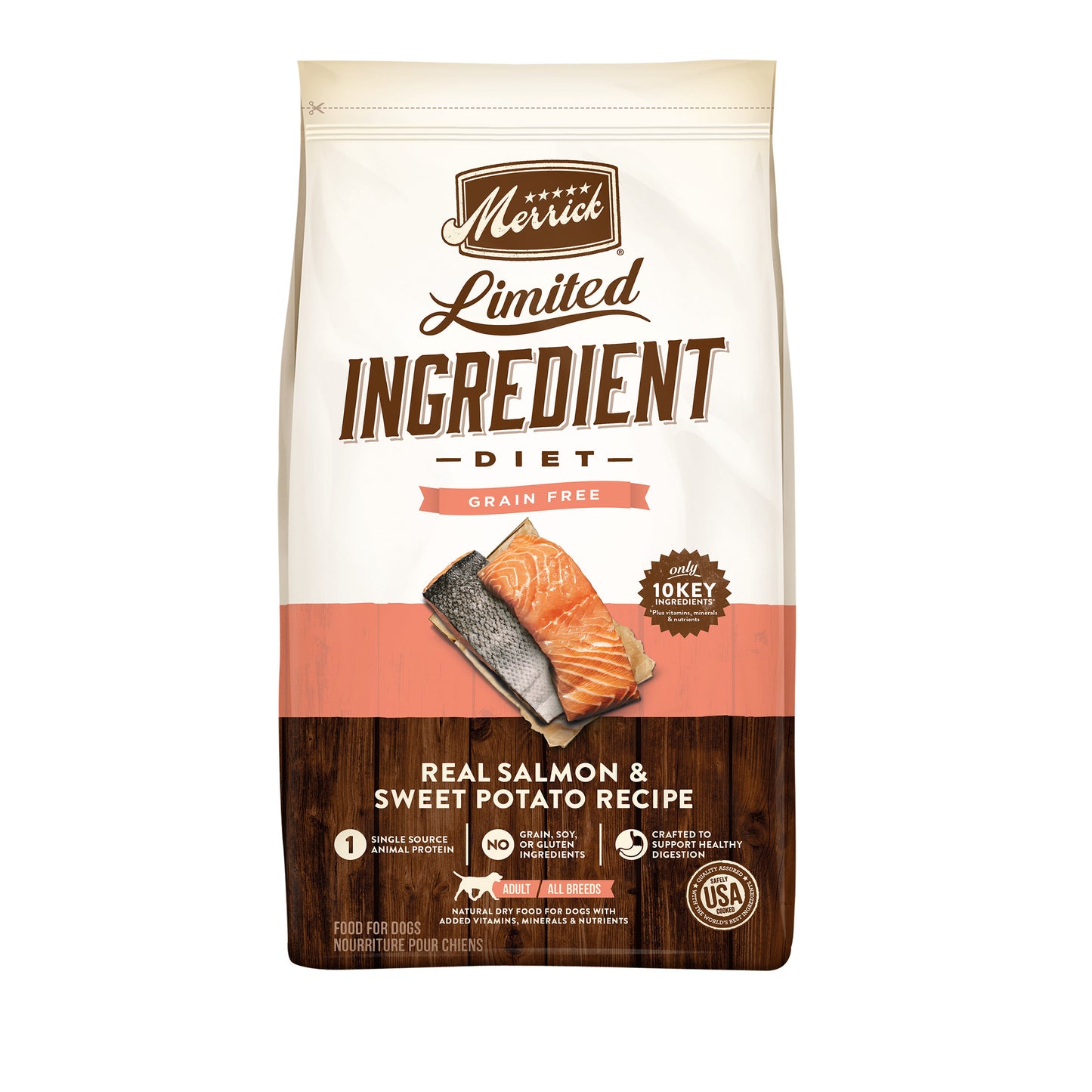 Merrick Limited Ingredient Diet Grain Free Dry Dog Food, Premium And Healthy Kibble, Salmon And Sweet Potato 22lb