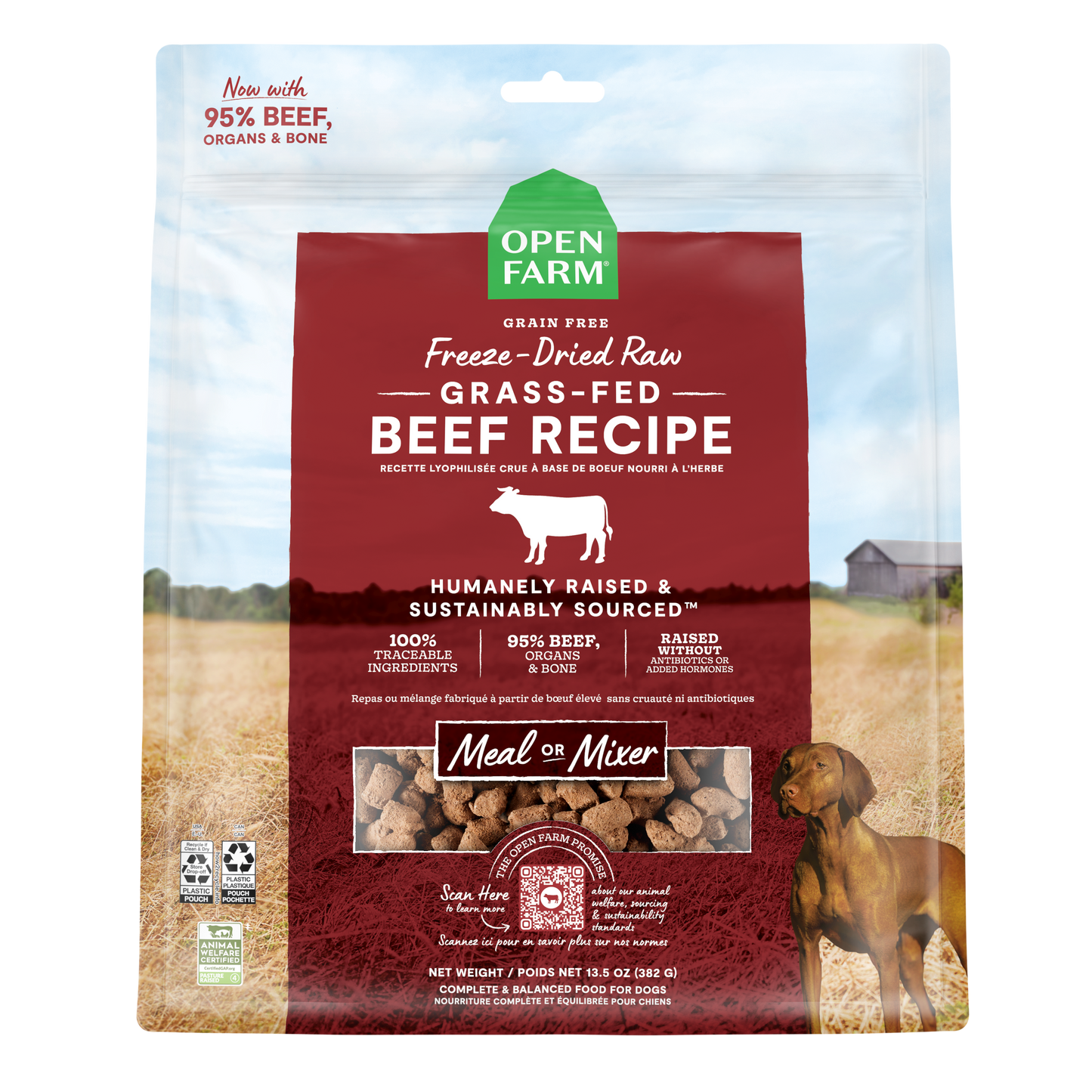 Open Farm Grass-Fed Beef Recipe Freeze Dried Raw Morsels For Dogs 3.5oz Bag