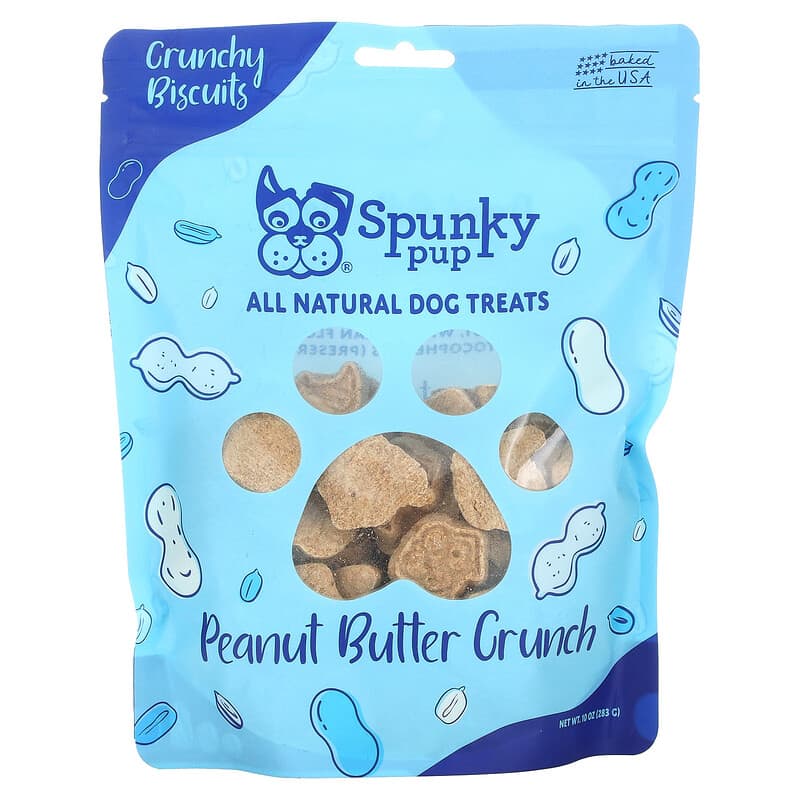 Spunky Pup, All Natural Dog Treats, Crunchy Biscuits, Peanut Butter Crunch , 10 oz