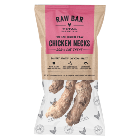 Vital Essentials RAW BAR Freeze-Dried Raw Chicken Necks Dog Snacks 1.23 oz