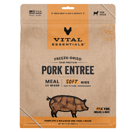 Vital Freeze-Dried Raw Pork Entree & Mixer Dog Food Soft Nibs 14oz
