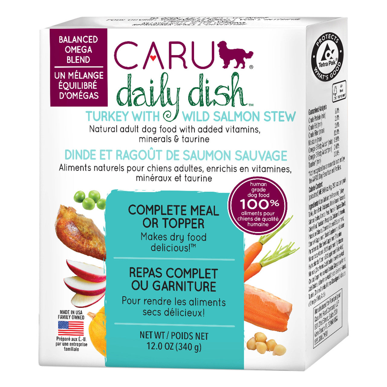 Caru Daily Dish Turkey Salmon Stew Wet Dog Food 12.5oz