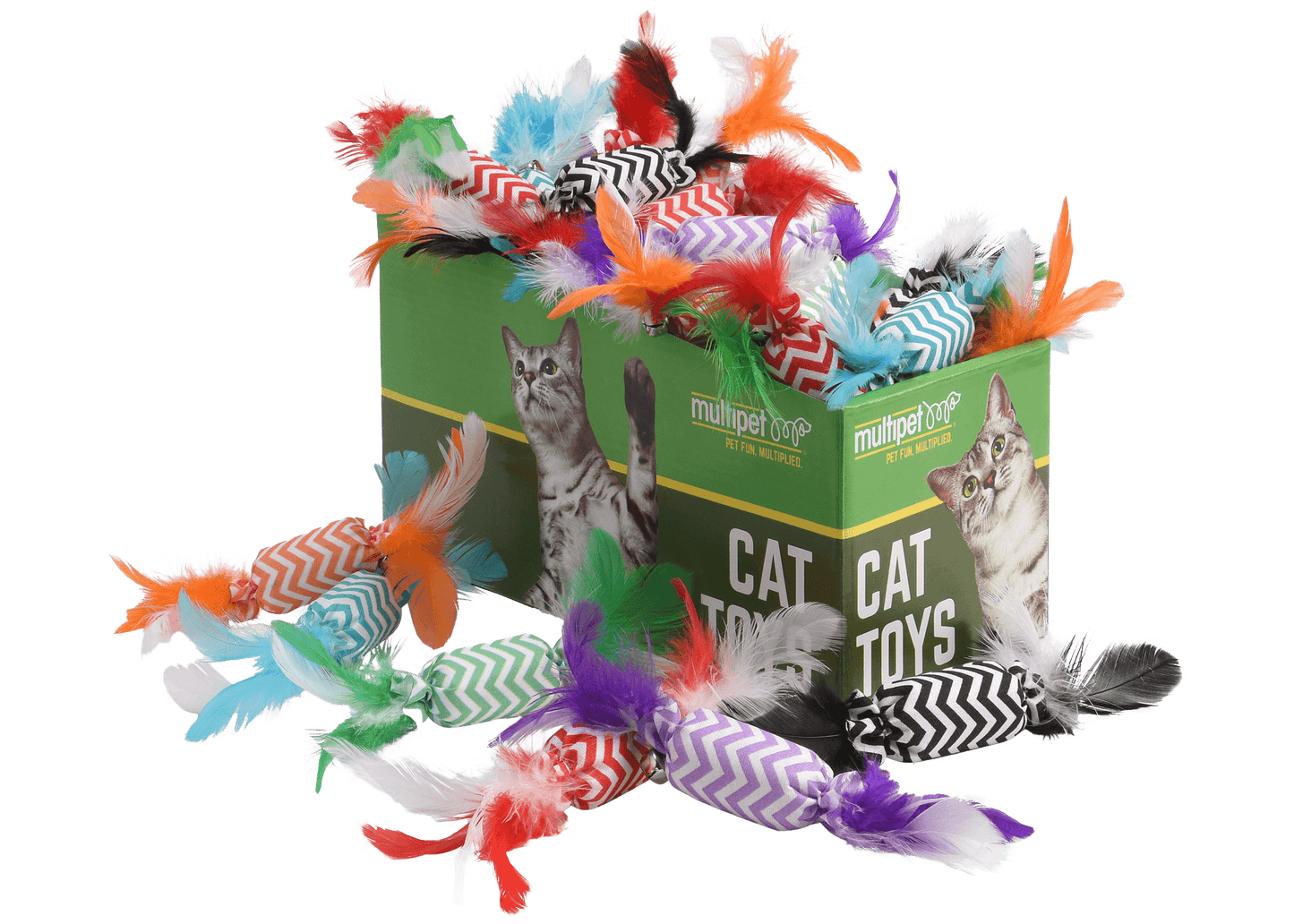 Multipet Cat Toy Candy Crackle with Feathers Catnip 8in Assorted