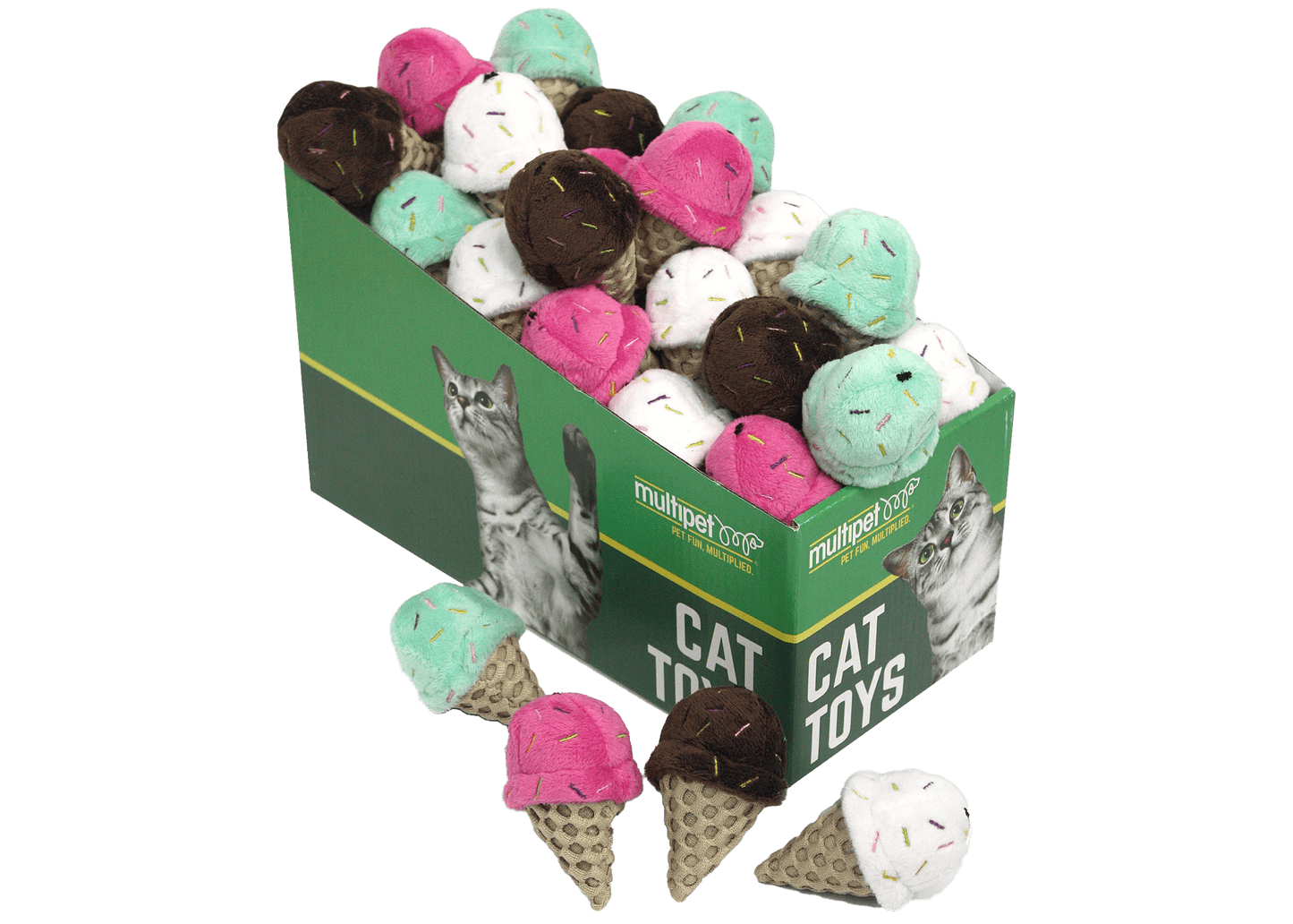 Multipet Cat Toy Ice Cream Cone Catnip 3in Assorted