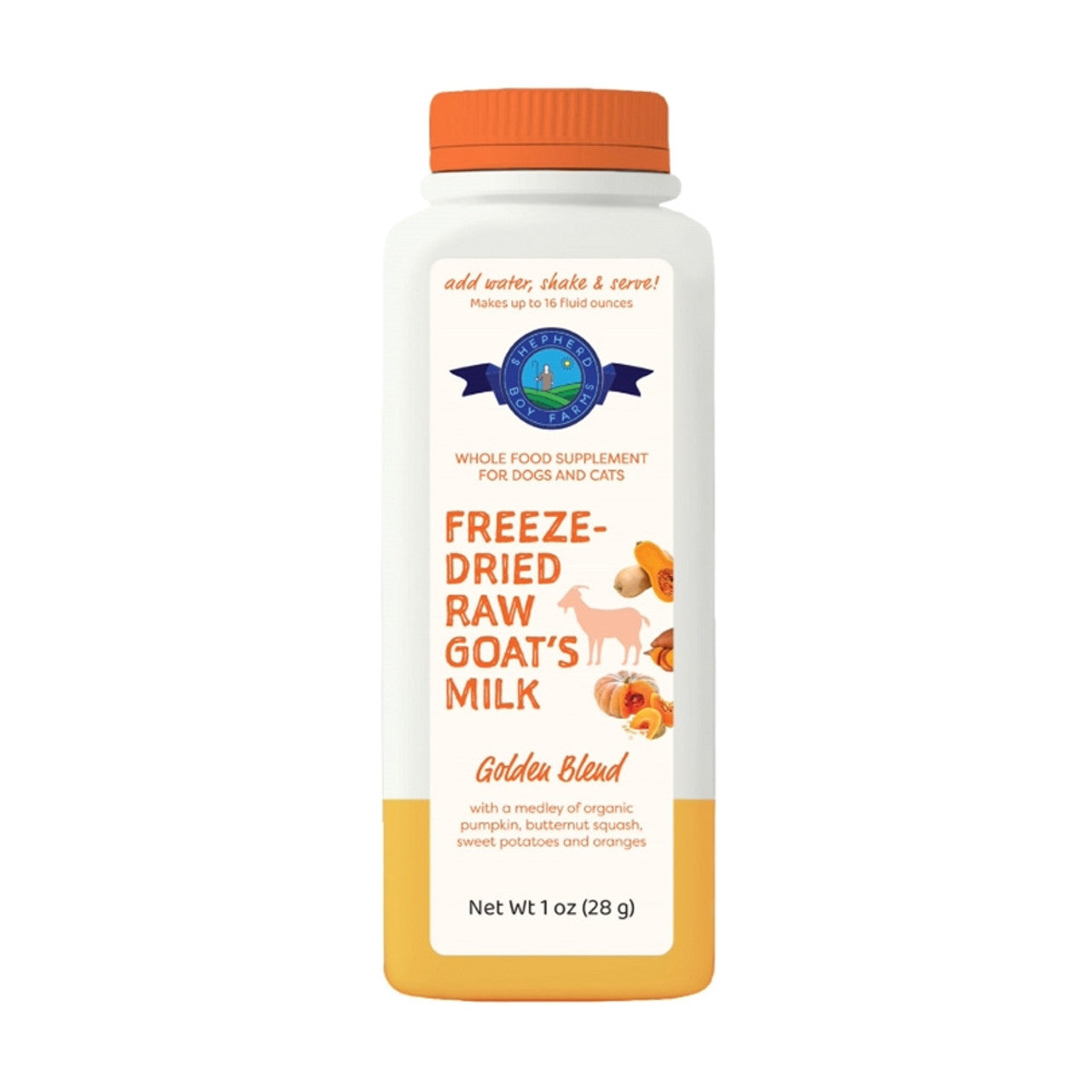 Shepherd Boy Farms Golden Freeze-Dried Raw Goat's Milk for Dogs 1oz makes 16floz