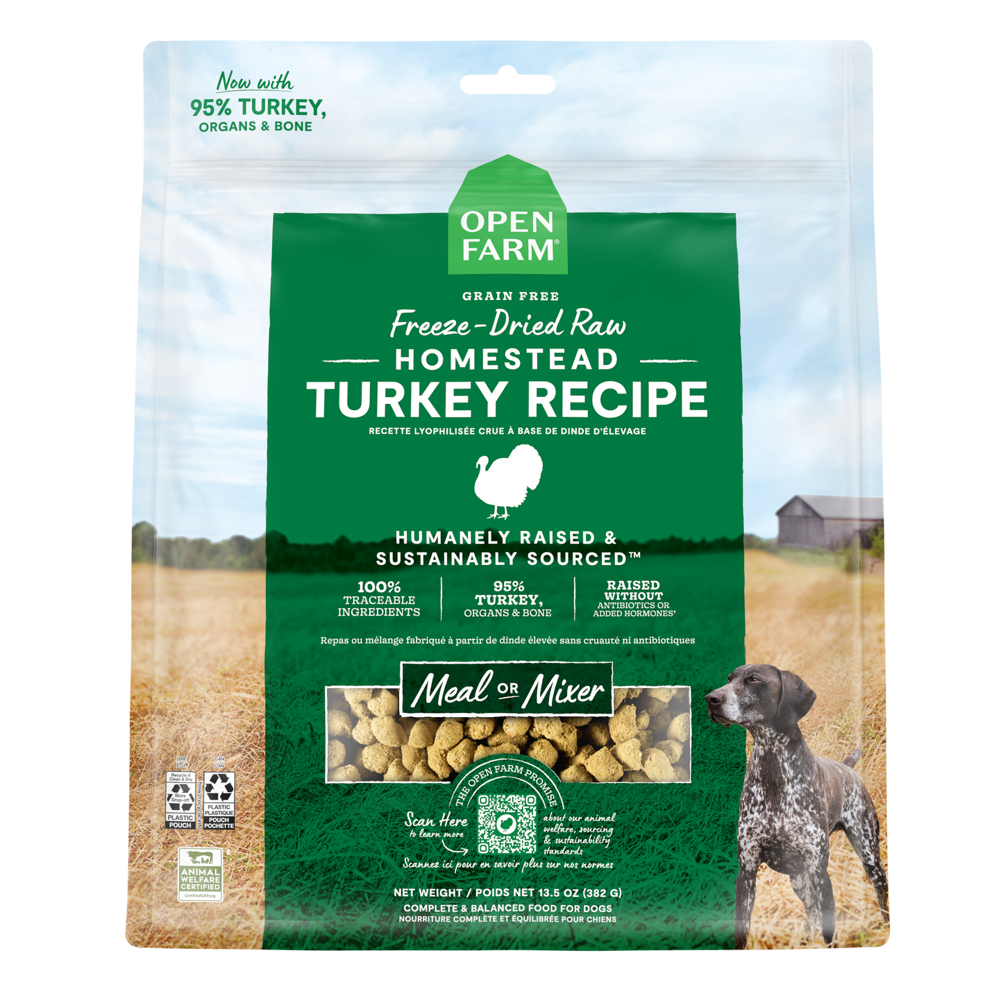 Open Farm Homestead Turkey Freeze Dried Raw Morsels For Dogs 3.5oz Bag