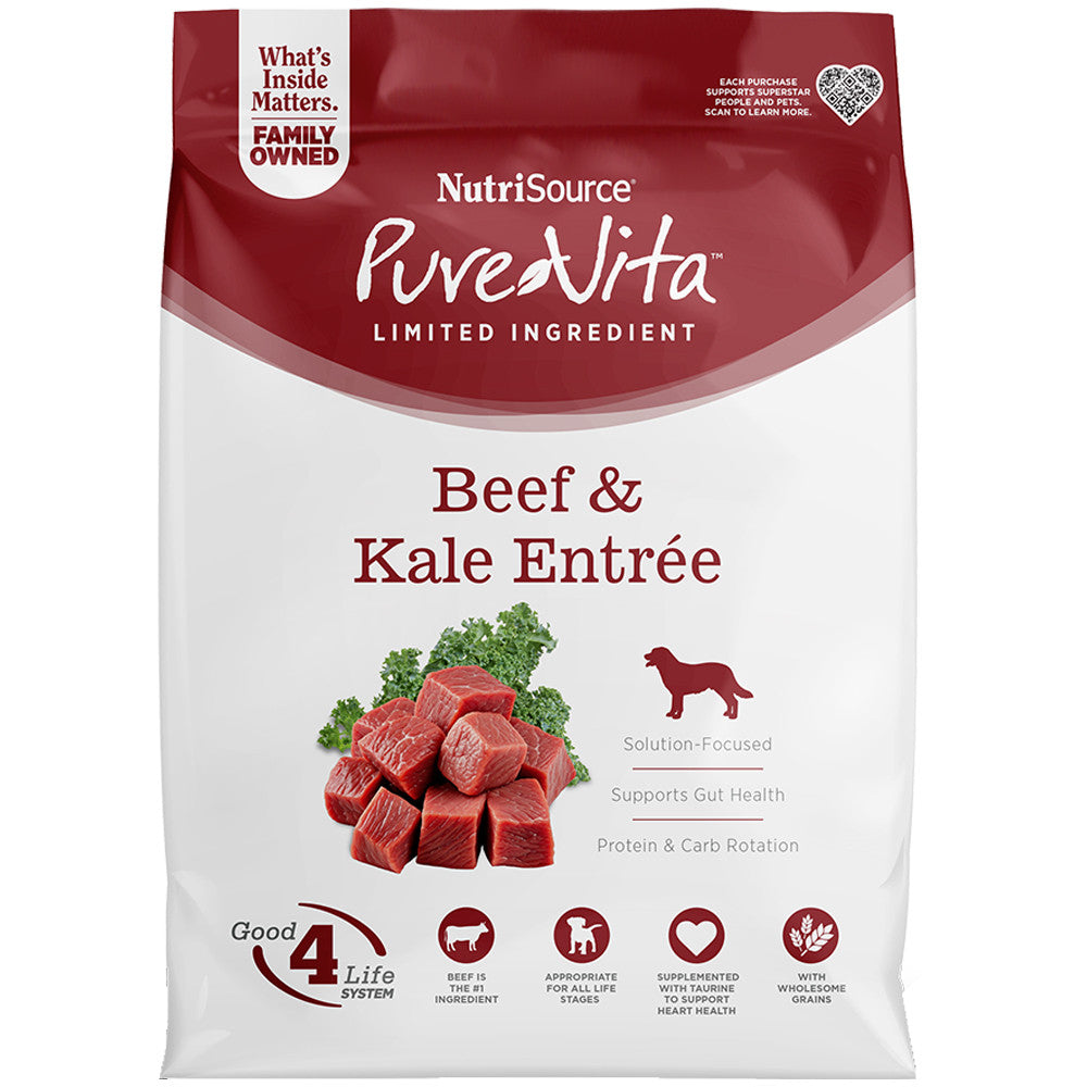 Nutrisource PureVita Beef & Kale Grain Free Dry Dog Food 4lb