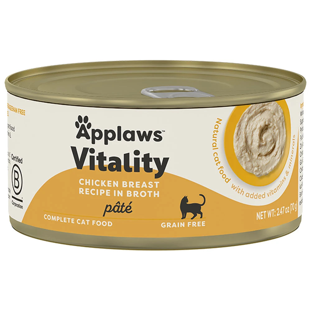 Applaws Vitality Chicken Breast Recipe in Broth Pâté Canned Cat Food 2.47 oz