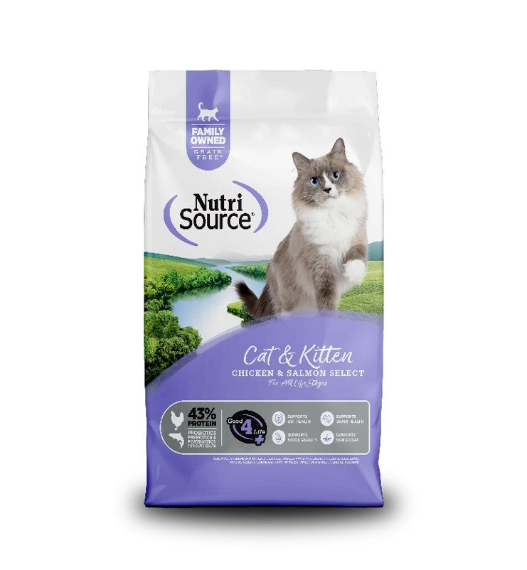 Nutrisource Chicken & Salmon Grain Free Dry Cat & Kitten Food 4lb bag