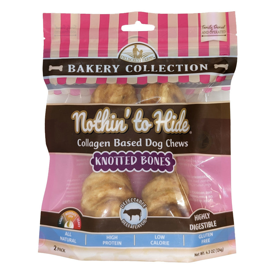 Fieldcrest Farms Nothin' To Hide Bakery Collection Dog Treat Knotted Bone, Beef 6in 2pk