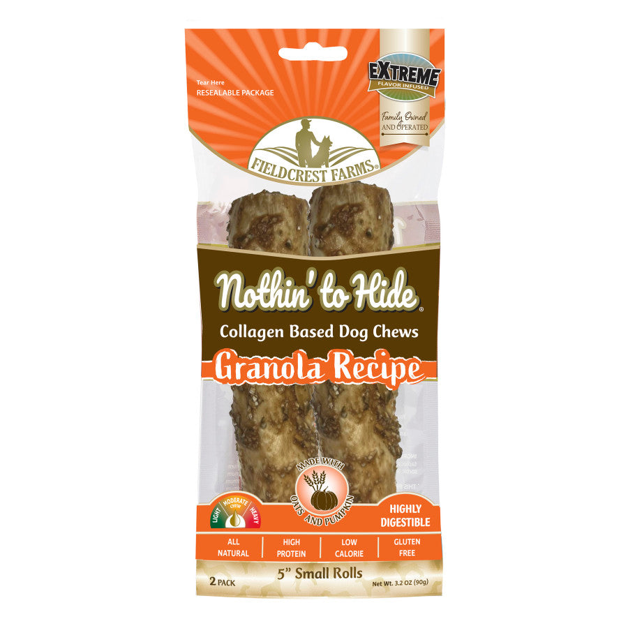 Fieldcrest Farms Nothin' To Hide Roll Dog Treat Granola 5in 2pk