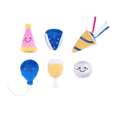 Zippypaws Plush Doy Toy Miniz 6Pk Party