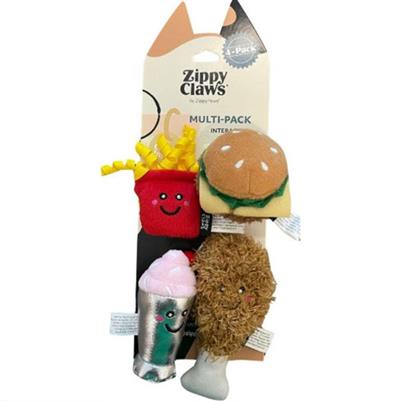 Zippyclaws Nomnomz Fast Food Cat Toy Small 4Pk