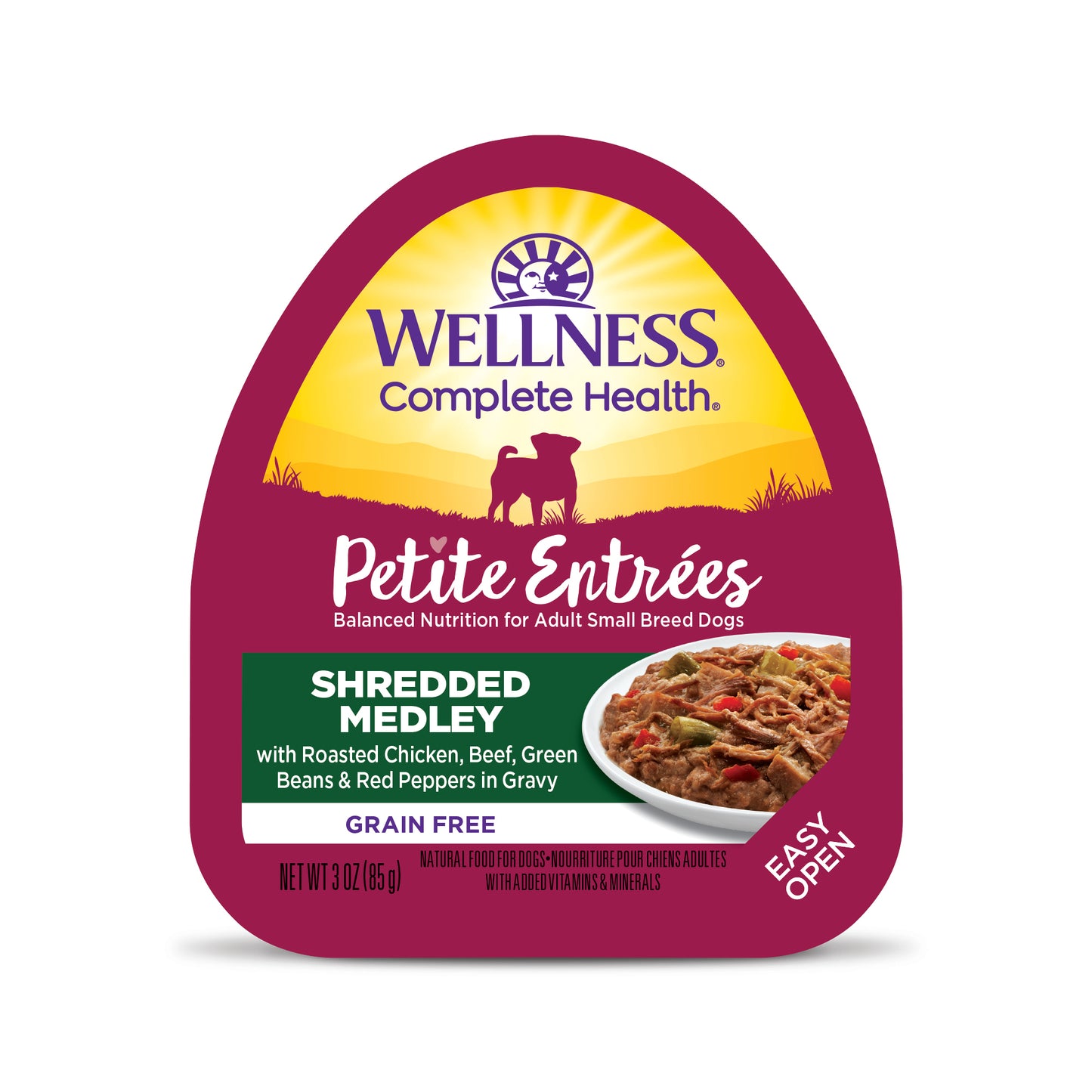 Wellness Petite Entrées Shredded Medley With Roasted Chicken Beef Green Beans & Red Peppers 3oz Cup
