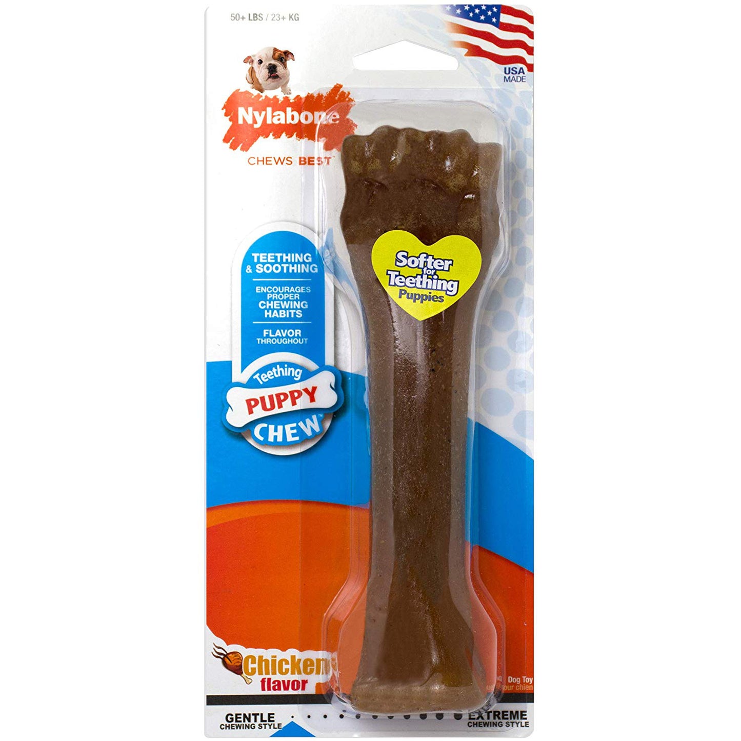 Nylabone Just for Puppies Teething Chew Classic Bone Chicken Bone X-Large/Souper
