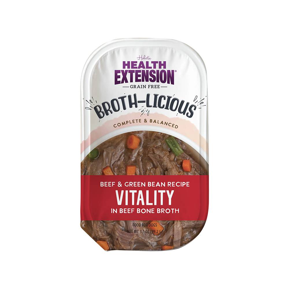 Health Extension Vitality Beef and Green Bean Broth-licious Doog Food 3.5oz