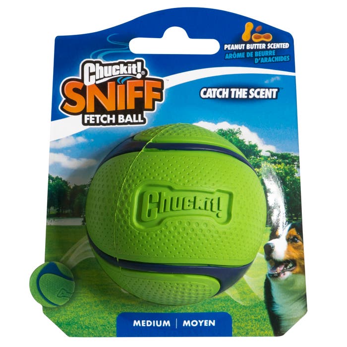 Chuckit! Peanut Butter Sniff Fetch Ball Dog Toy Medium Green