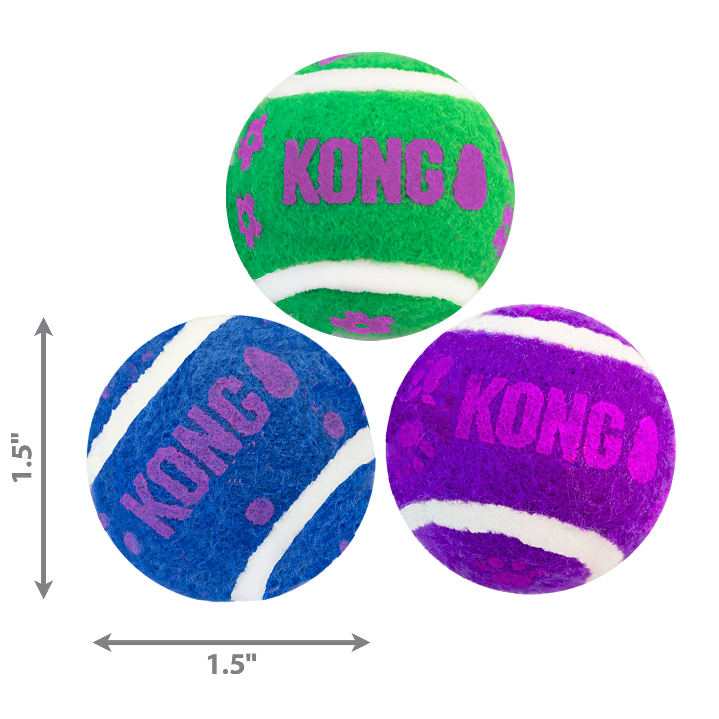 Kong Dog Toy Active Tennis Balls w/Bells 3pk