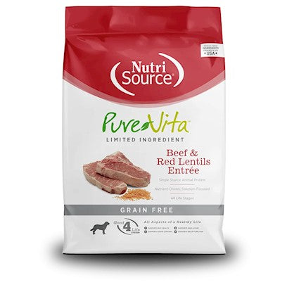 PureVita Beef & Red Lentils Grain Free Dry Dog Food 12 lbs